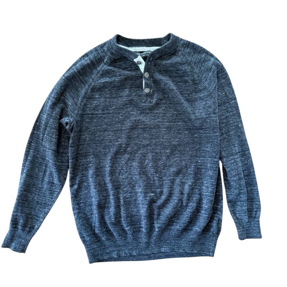 Art of Rhetoric Men's M Black/Grey Henley Long Sleeve Sweater 100% Cotton